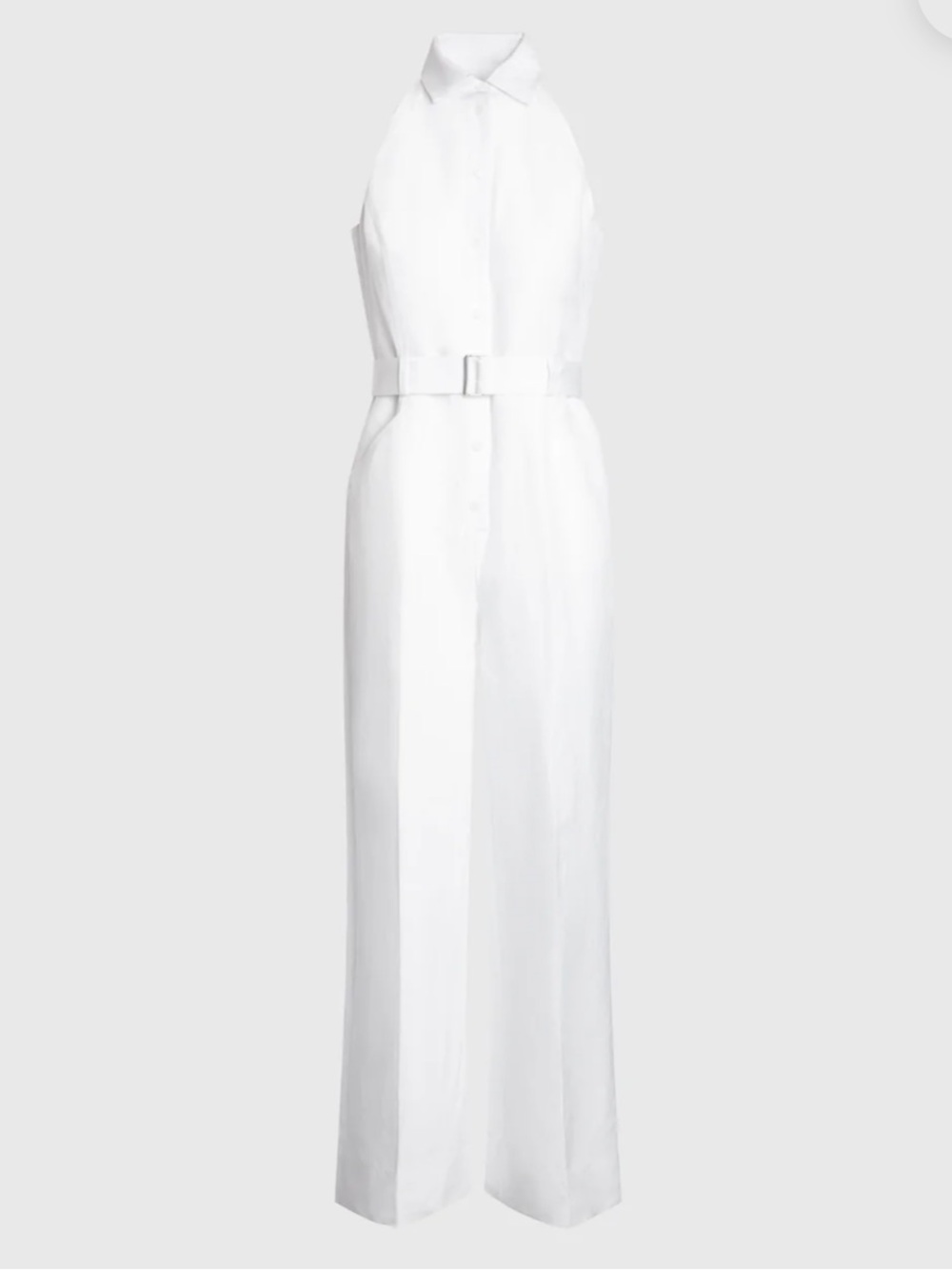 NWT Sleeveless White Halter Jumpsuit with Belt